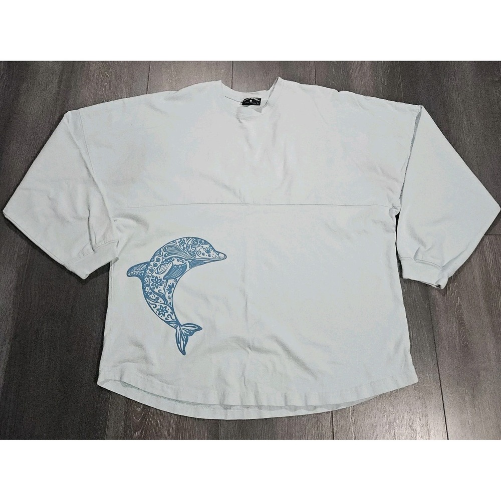 Sea World Spirit Jersey Women L Light Blue Oversized Shamu 3D Letters